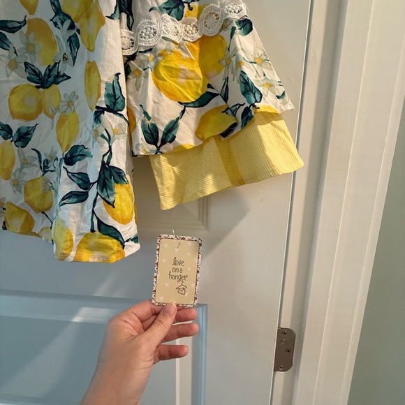 Love on a Hanger Lemon Print Blouse - Yellow and White - Picture 3 of 4